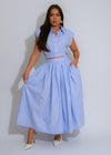 The Seaside Elegance Stripes Skirt Set Blue