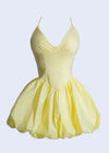 Lilac Whisper Babydoll Mini Dress Yellow* with delicate lace details and a flowy silhouette, perfect for a romantic summer evening 