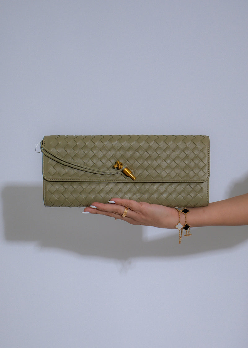 The Woven Grace Clutch Light Green