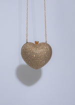 Radiant Heart Rhinestones Clutch Gold