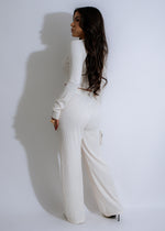  Stylish and elegant white pant set with textured design, perfect for a relaxing and tranquil look