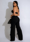  Stylish and comfortable black knit jumpsuit with wide-leg pants