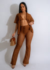 Cozy and stylish Lucky You Knit Pant Set in rich, warm brown color