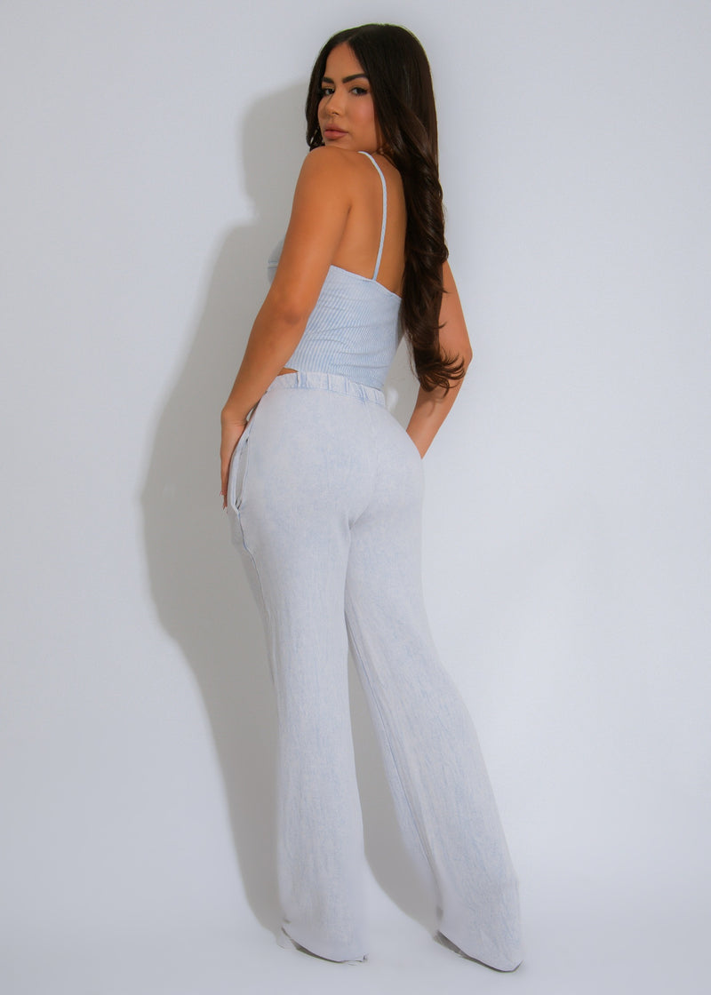 The Illusionist Ribbed Pant Set Blue