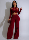 Rosso Serenity Pant Set in a bold and vibrant shade of red, featuring a comfortable and stylish design for ultimate relaxation and chic style