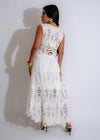 White crochet skirt and matching top set with intricate lace detailing