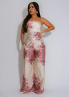 Amalfi Charm Floral Satin Pant Set Nude