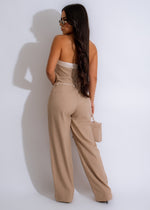  Trendy and versatile urban chic nude pant set with foldover design