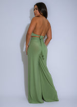 Luxe Flow Ruched Pant Set Green