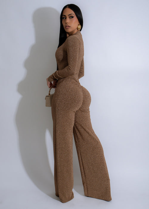  Elegant and glamorous Obsidian Horizon Sparkle Ruched Jumpsuit in gold