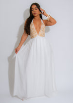 The Ocean Pearl Midi Dress White