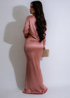  Feminine and stylish pink satin skirt set with a flowy skirt and flattering top