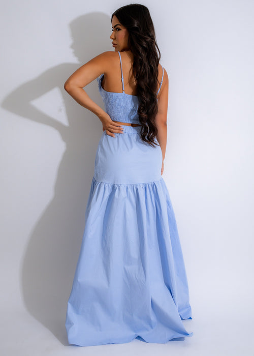 Blossom Elegance Skirt Set Blue