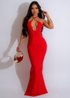 Minimalist red flow maxi dress with elegant design and comfortable fit