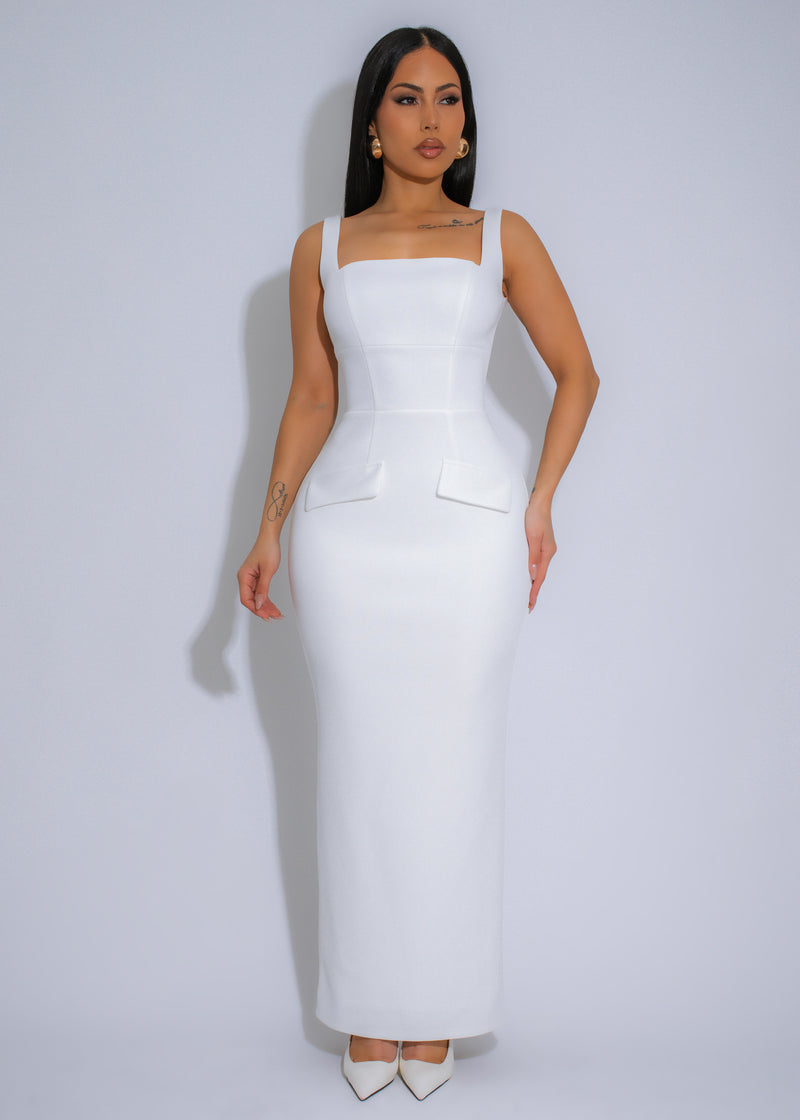 Sculpted Muse Maxi Dress White