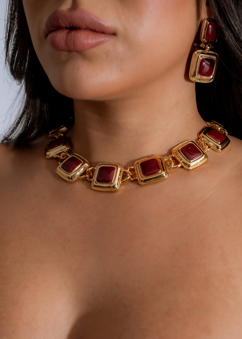 Regal Essence Necklace Red: A stunning statement piece with vibrant red gemstones