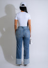 Sculpted Basics Bodysuit White - Model wearing bodysuit with high-waisted jeans