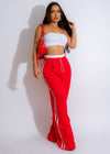 Urban Stripe Track Pants Red in vibrant red color with white stripes, perfect for casual wear or workout sessions