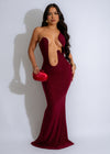 Beautiful red Stardust Sway Maxi Dress with flowy silhouette and plunging neckline