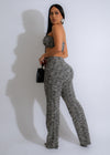 Classic Weave Tweed Pant Set Black - Stylish and sophisticated women's black tweed pant set