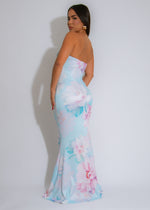 Blossom Serenity Floral Maxi Dress Blue