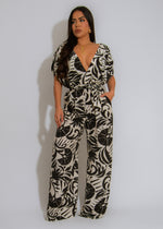 Abstract Allure Floral Jumpsuit Black