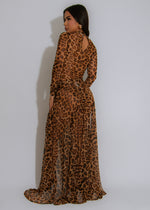 Fierce Illusion Mesh Leopard Skirt Set Brown