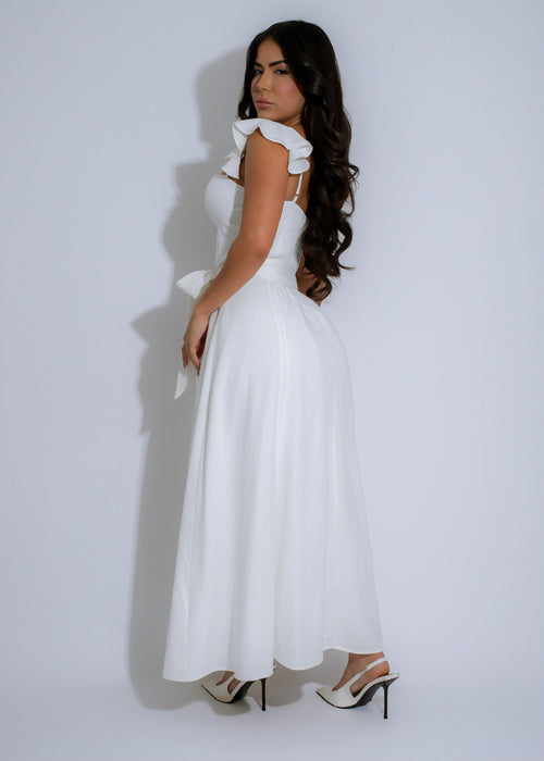 Stunning Belle Étoile Linen Midi Dress White* featuring a flattering A-line silhouette