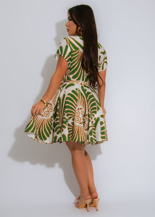 Palm Serenade Mini Dress Green