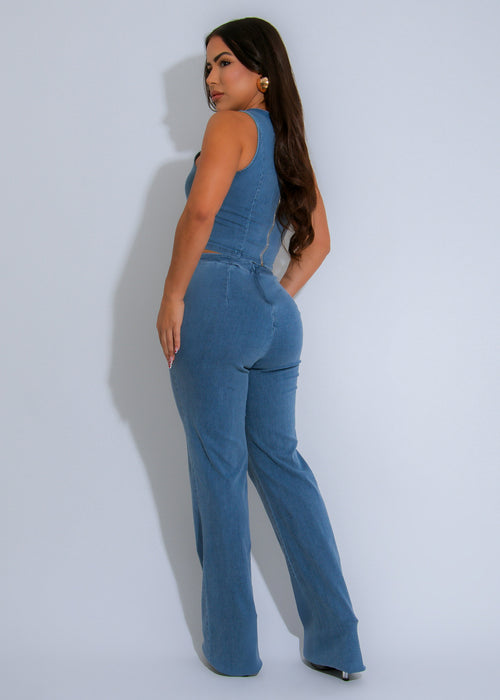 The Statement Pant Set Light Denim