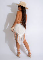 Beautiful Boho Beach Crochet Skirt Set in White for Summertime