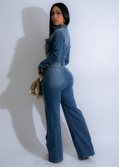 Fashionable and comfortable Rider's Revival Jumpsuit Denim in a classic blue wash