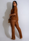 Cozy and stylish Lucky You Knit Pant Set in rich brown color