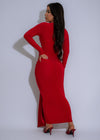 Sculpted Elegance Satin Maxi Dress Red