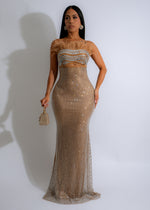 Glamour Mirage Rhinestones Maxi dress Nude, front view