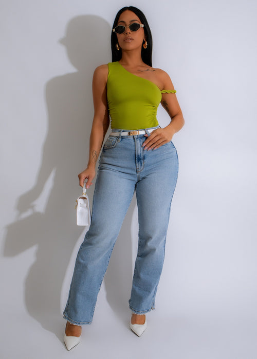  Stylish and trendy green crop top with ruched detailing