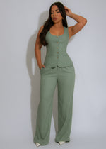 The Meadow Chic Linen Pant Set Green