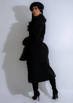  Elegant and sophisticated Nightfall Plush Coat Black, perfect for cold weather fashion