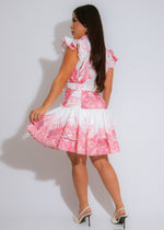 Provence Charm Floral Mini Dress Pink