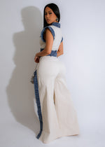 Two-piece Indigo Edge Ensemble Pant Set White for Women with stylish and versatile design