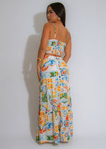 Mediterranean Floral Muse Skirt Set Blue