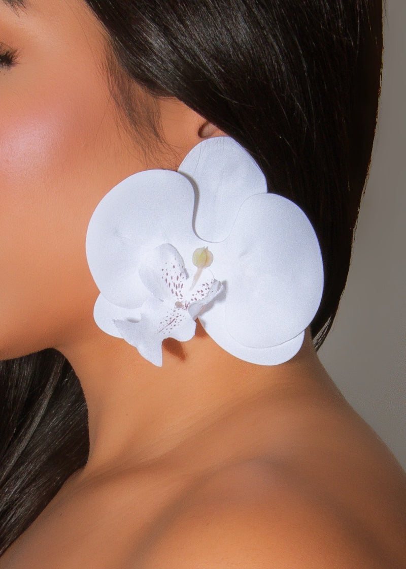 Blooming Orchid Statement Earrings White