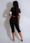  Fashionable matching black capri set with trendy monochrome design