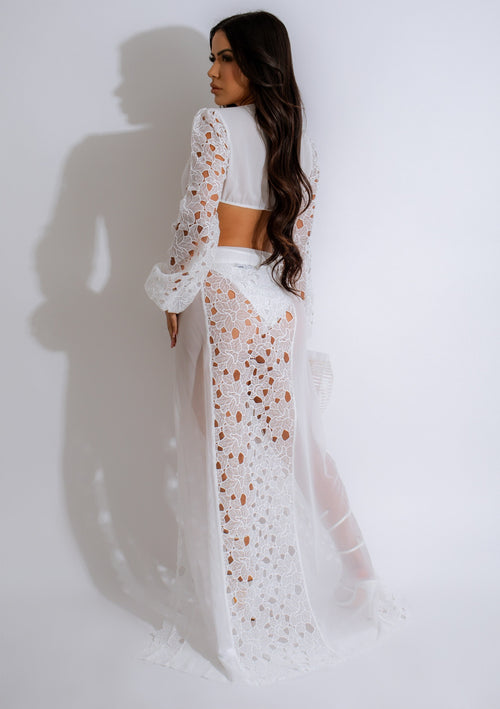 Beautiful Elegance Lace Skirt Set in White, perfect for special occasions