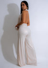 Two-piece pant set featuring ruched details and draping in nude shade