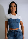 Stylish white crop top with crossing strap detail and scoop neckline 