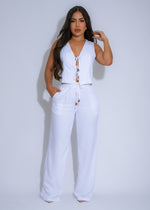 Meadow Luxe Linen Pant Set White