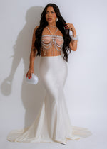 Diva Exclusive Mermaid Skirt White with Sequin Detailing and Ruffled Hem