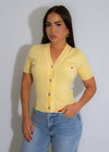 Luxe Button-Up Knit Long Top Yellow