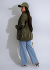 Fashionable green faux leather jacket with edgy design and sleek finish